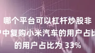 哪个平台可以杠杆炒股非首购用户中复购小米汽车的用户占比为 33%