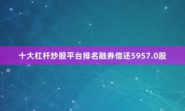 十大杠杆炒股平台排名融券偿还5957.0股